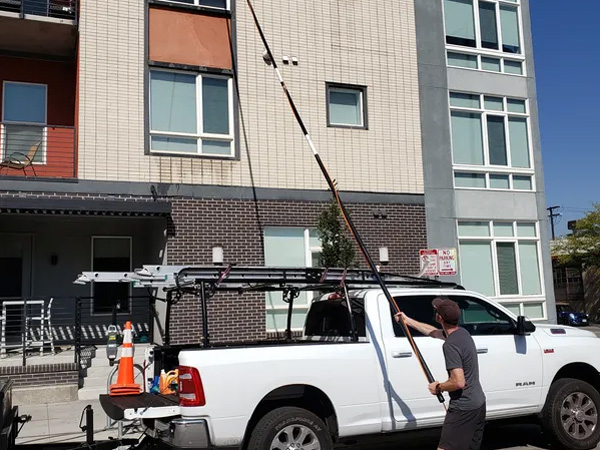 Commercial building window cleaning in Denver